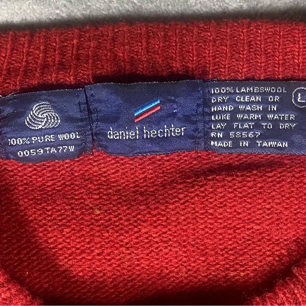 Vintage Sweater Men’s Large 100% Lambs Wool Knit Daniel Hechter Crew Neck LS - Picture 4 of 8